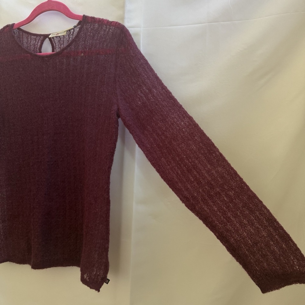 Womens Ralph Lauren Polo Jeans Co. Sweater Burgundy Size M Mohair Blend Preppy - Picture 3 of 12